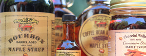 variety of maple syrup flavors bourbon cinnamon coffee local organic maple syrup